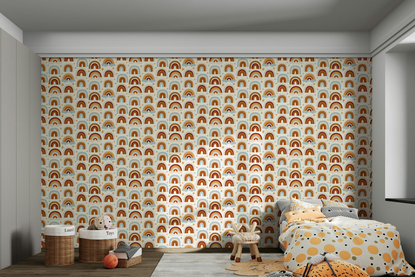 Fun and vibrant rainbow stripe wallpaper

