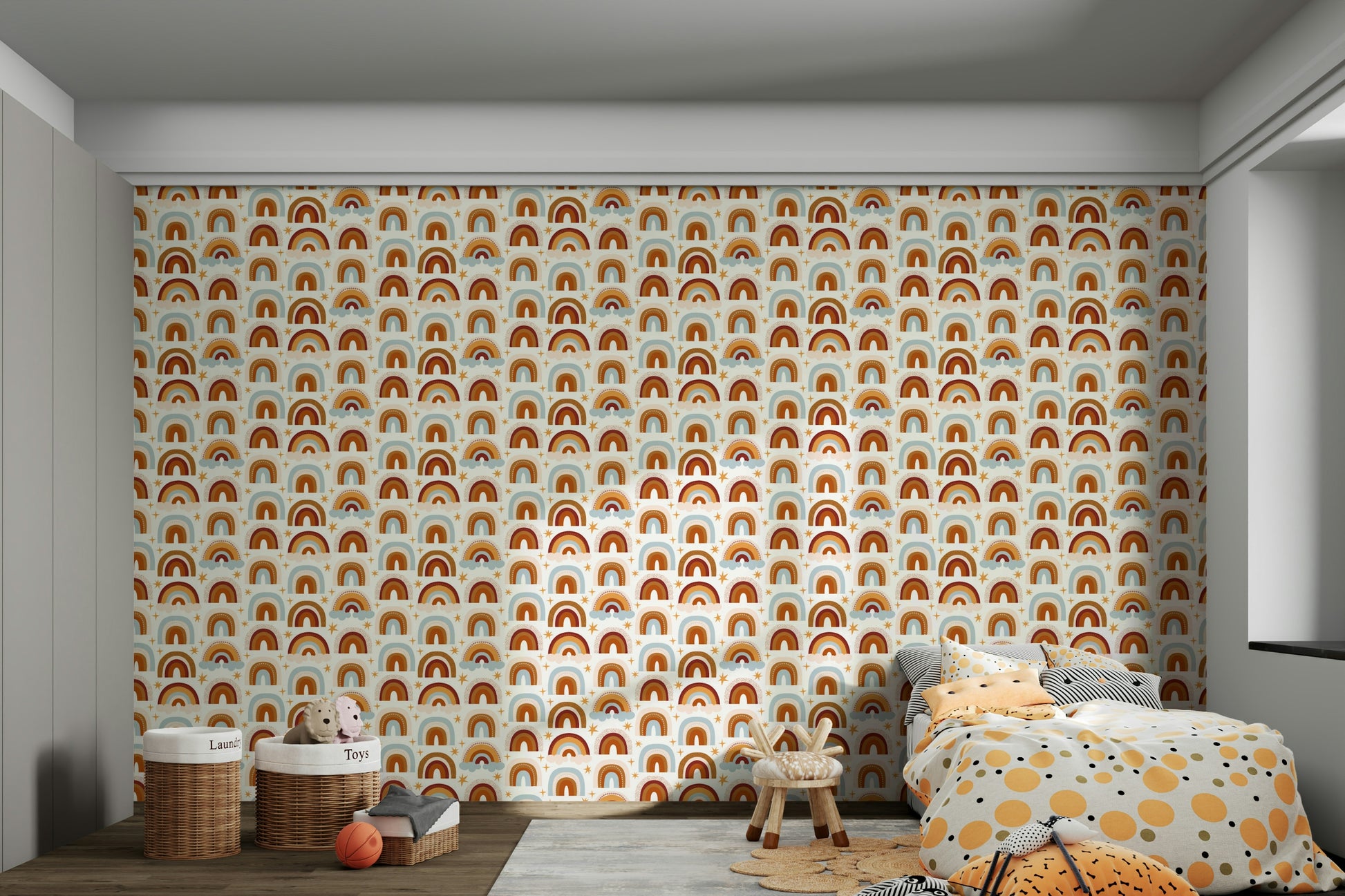 Fun and vibrant rainbow stripe wallpaper

