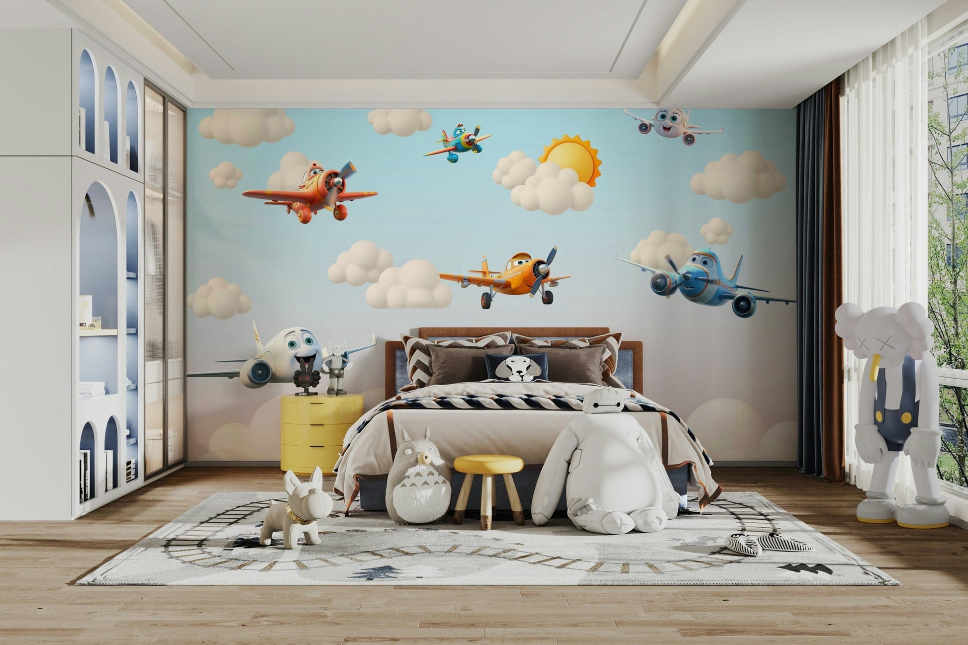 The colors are gentle and soft, with a pastel, blue and gray palette.

