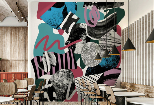 Lively and fun wall mural transforming your space into a celebration

