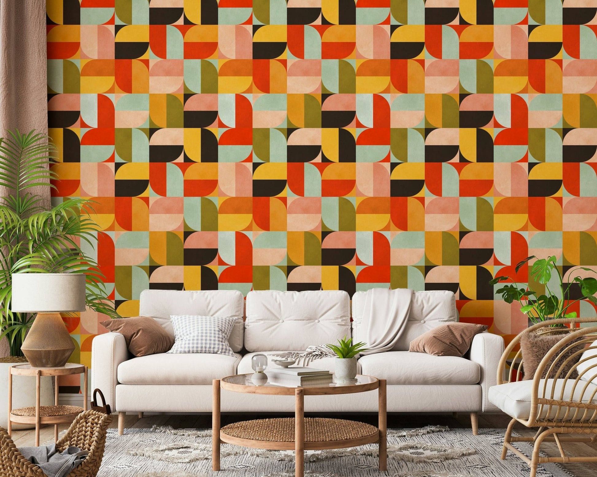 Scandinavian style wallpaper in harvest color scheme