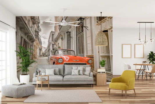 Havana Ride classic car mural