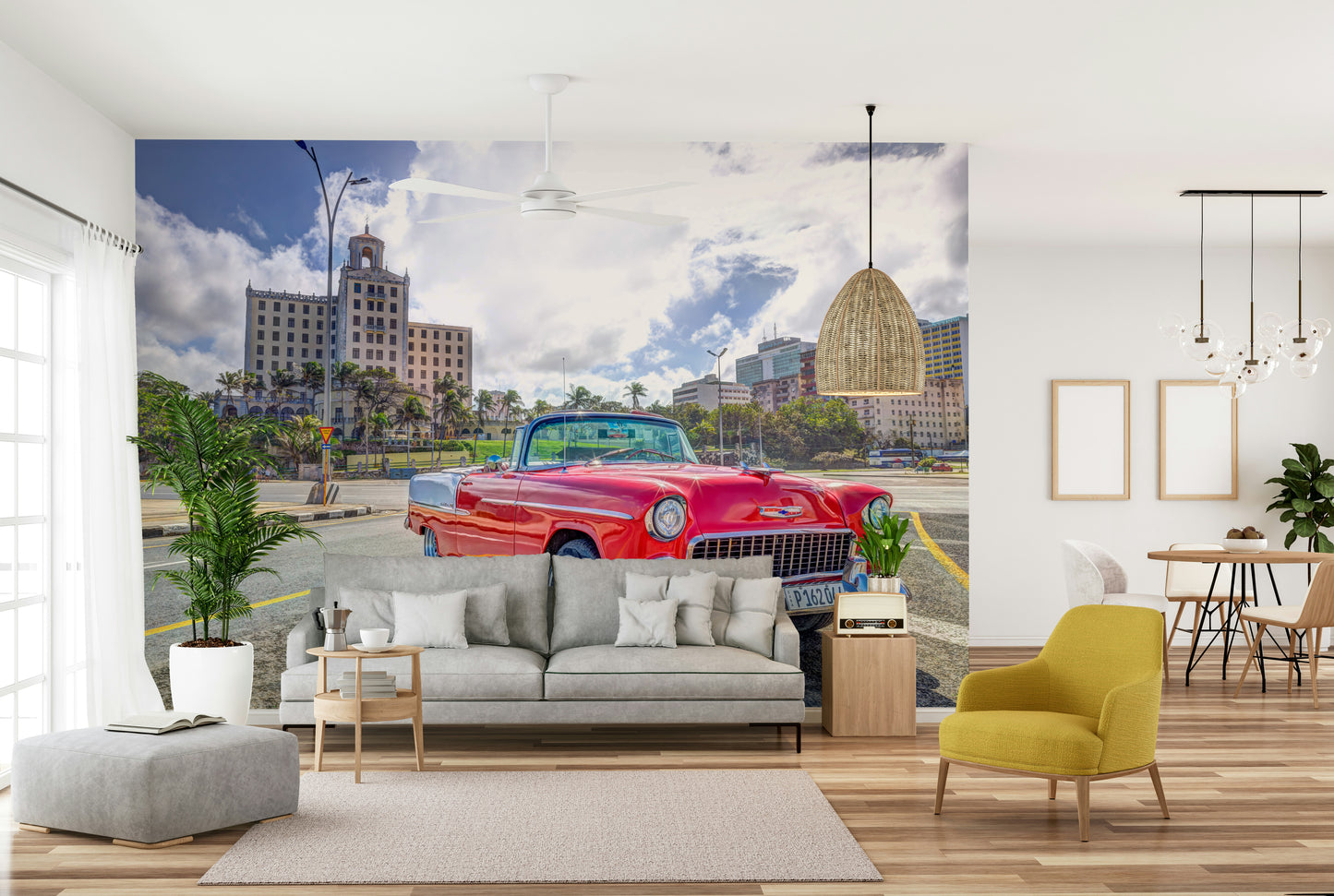 The mural has a modern, chic feel.

