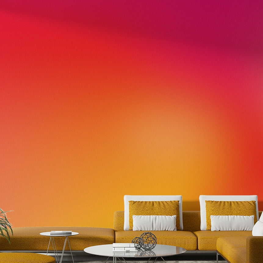 Smooth gradient effect in hot pink and orange wall mural design.

