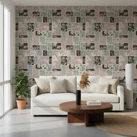 Botanical collage wallpaper for Hallway with vintage floral style