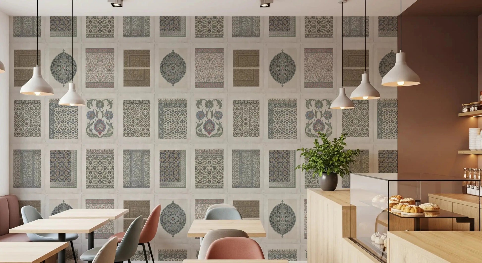 Heritage Pattern Gallery wall mural showing classic tile grid patterns