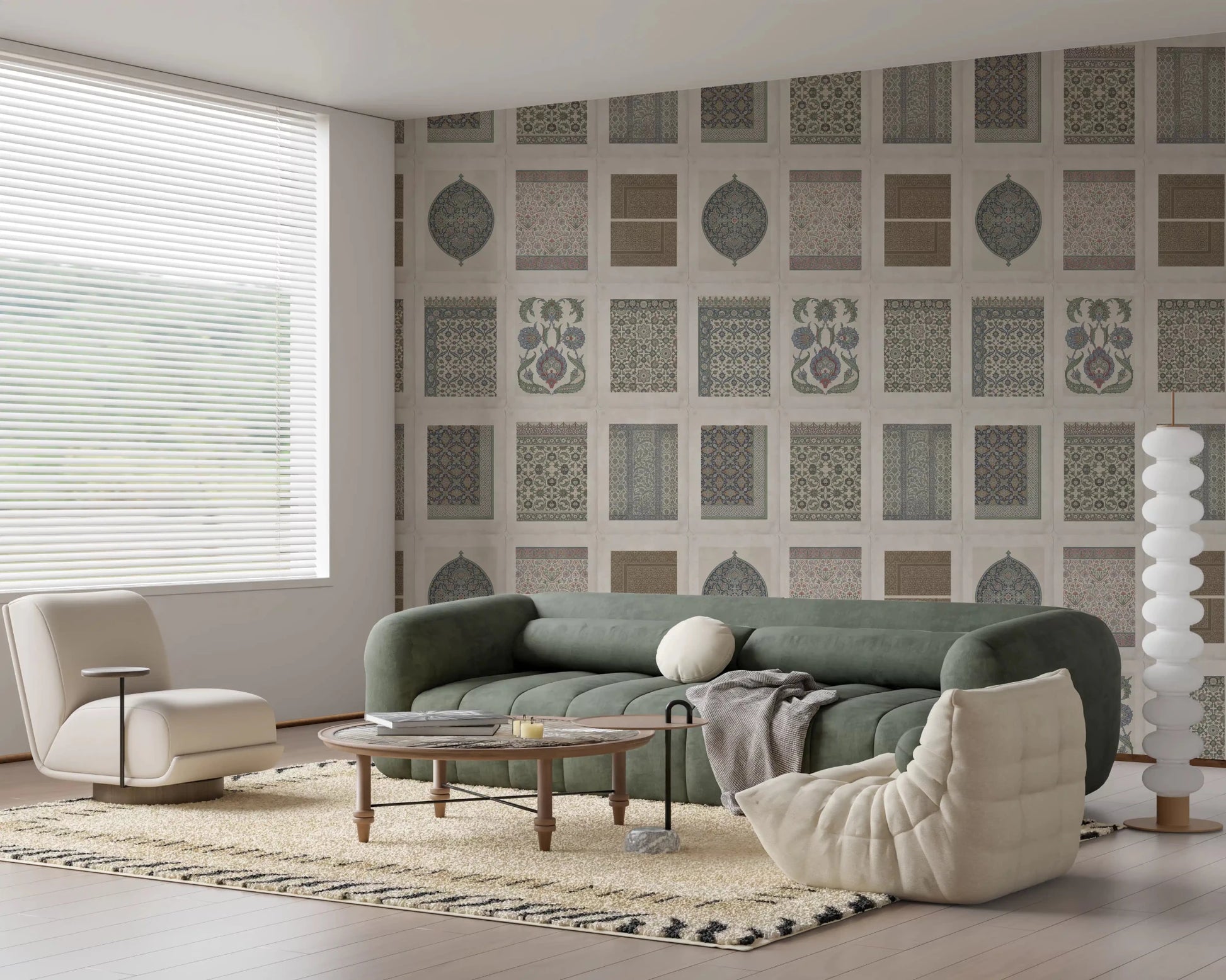 Heritage Pattern Gallery wall mural featuring classic ornamental tiles