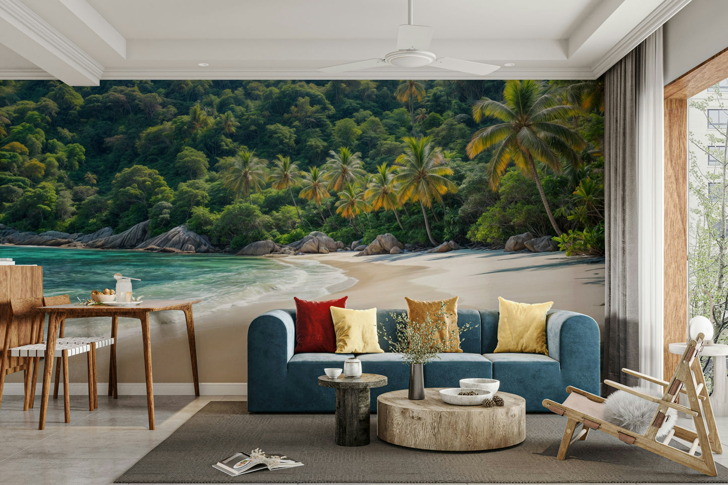 Wallpaper for walls featuring bold tropical rainforest design

