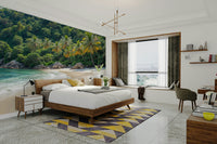 Tropical wallpaper for walls with jungle leaves and plants

