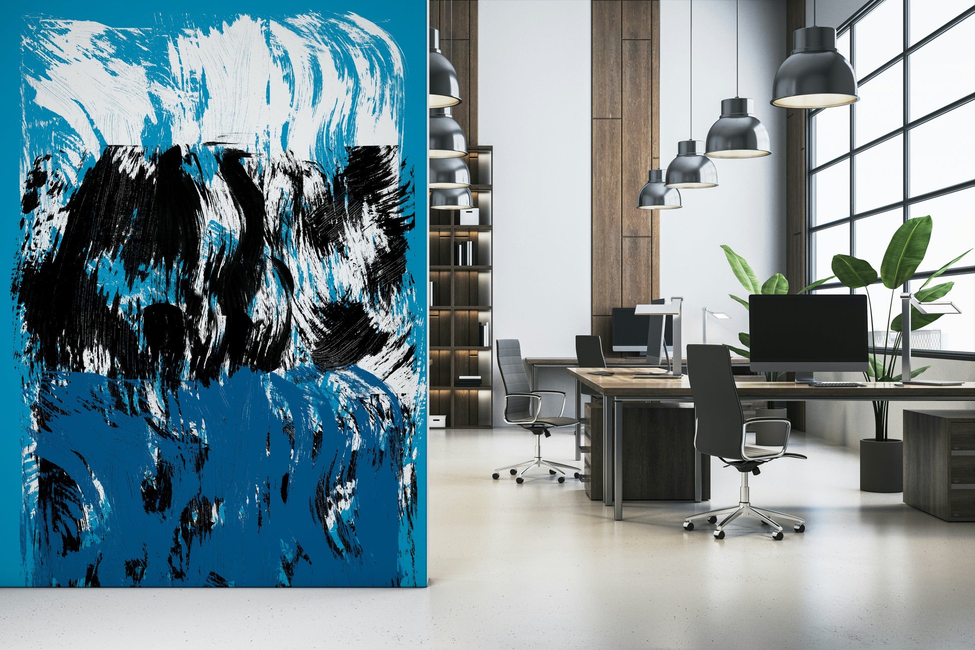 Abstract water-like patterns in deep blue and black creating a dramatic tide-inspired wallpaper.
