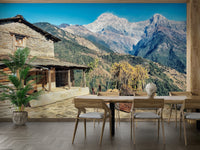 A beautiful wide-angle wall mural of the Himalayas.

