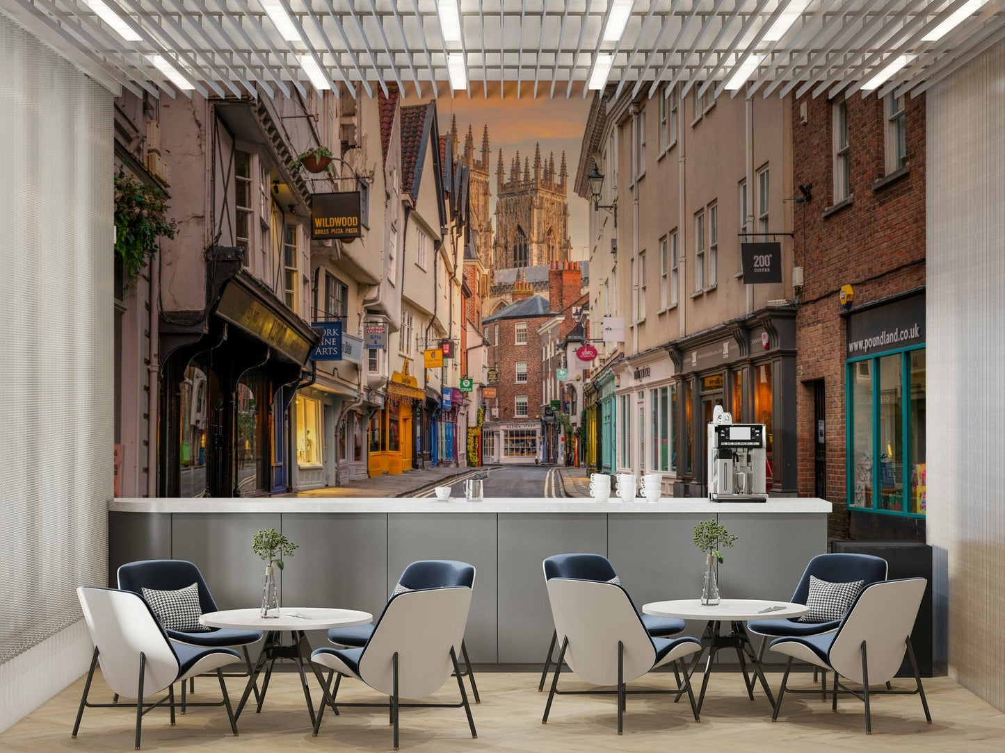 Beautiful historical town at twilight wall mural for cozy spaces

