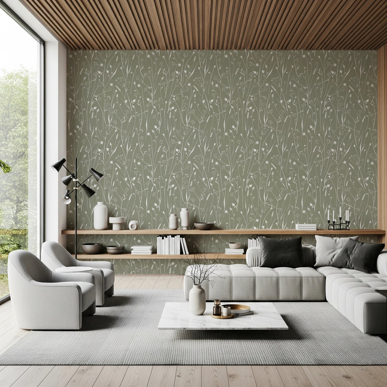 Homeland Floral Sage Wallpaper⁠