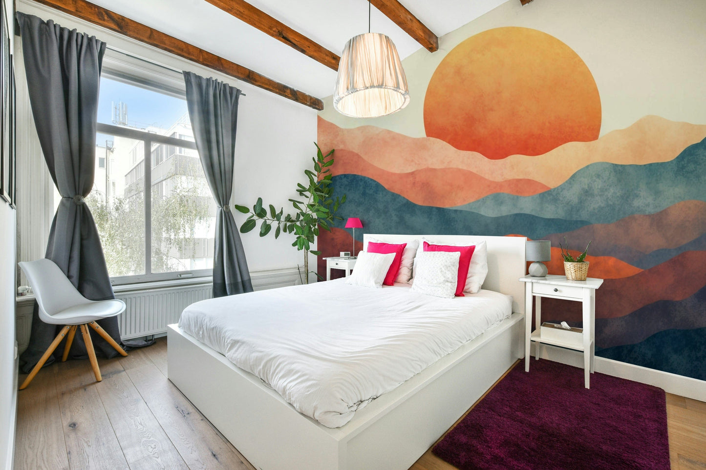 The wallpaper for walls being admired in a home.