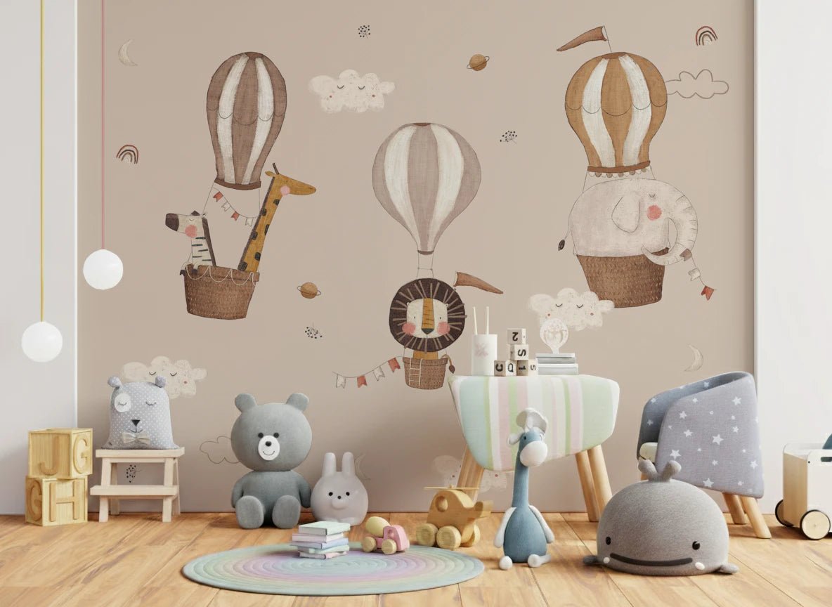 Hot Air Balloon Safari Wall Mural