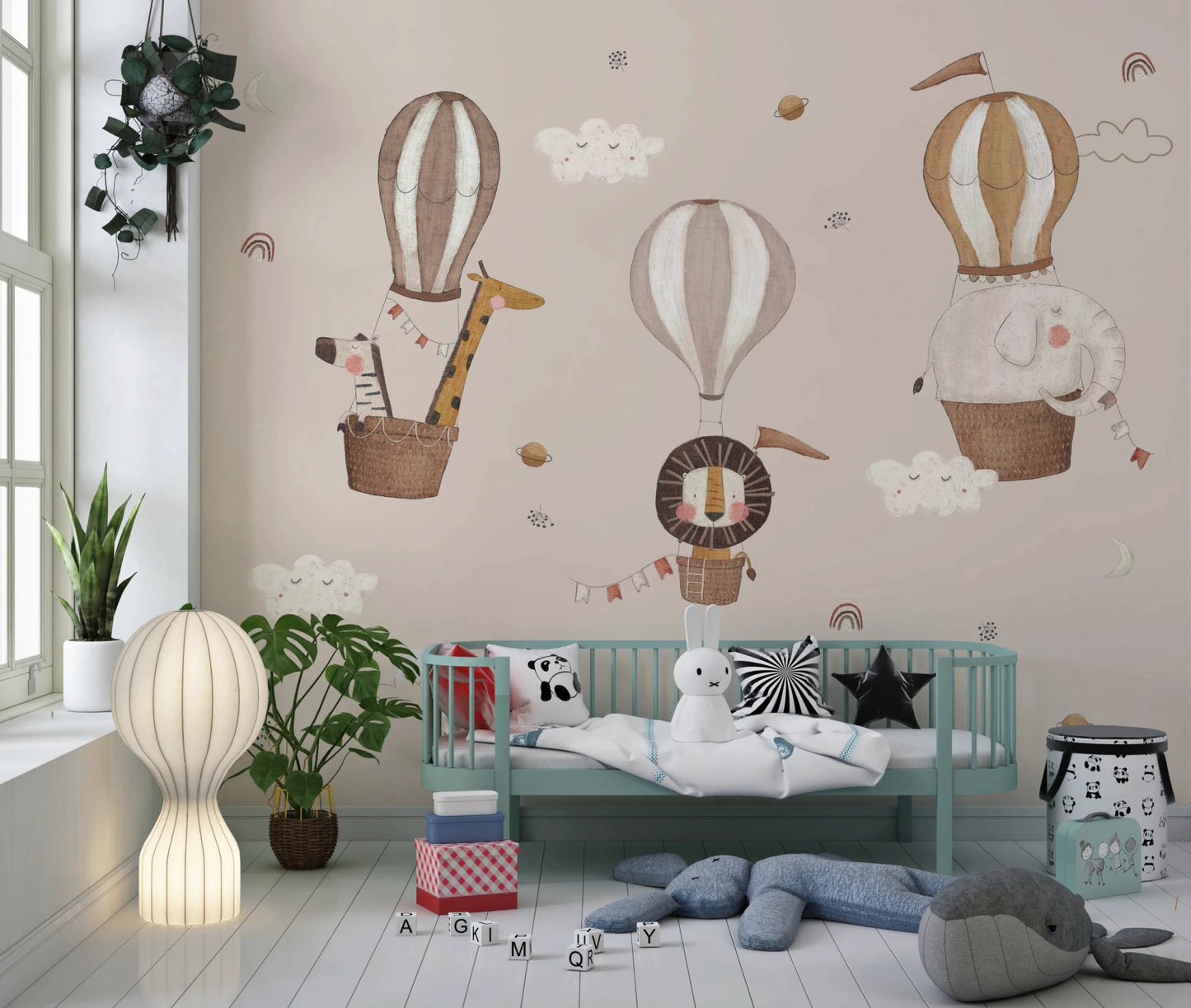 Hot Air Balloon Safari Wall Mural