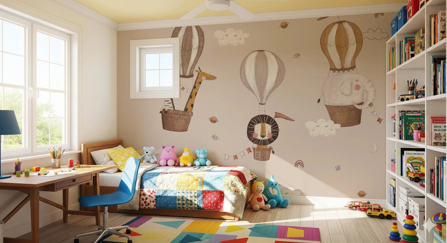 Hot Air Balloon Safari Wall Mural