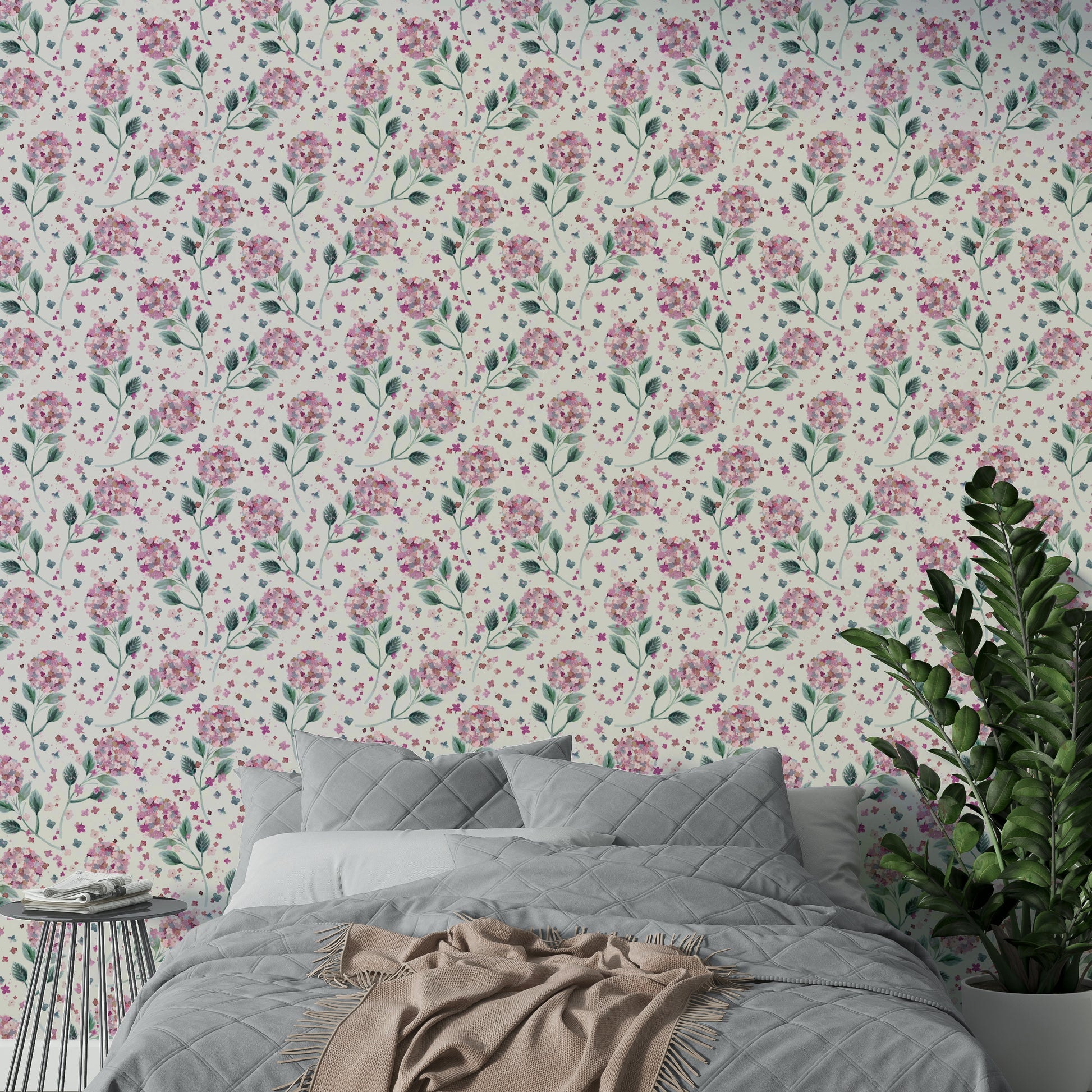 Garden flower wallpaper with soft hydrangea petals


