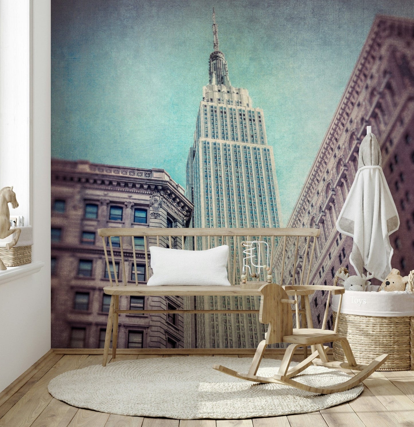 American landmark wall decor: Iconic Majesty urban scene finish.
