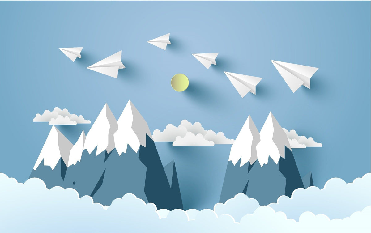 Flying Planes on Mountain Peel and Stick Wallpaper for Kids