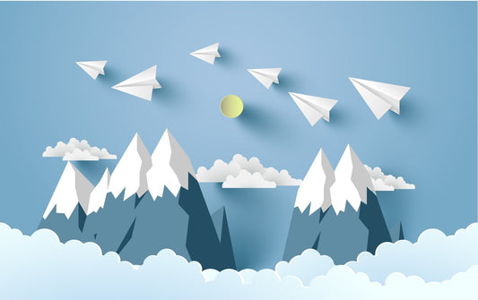 Flying Planes on Mountain Peel and Stick Wallpaper for Kids