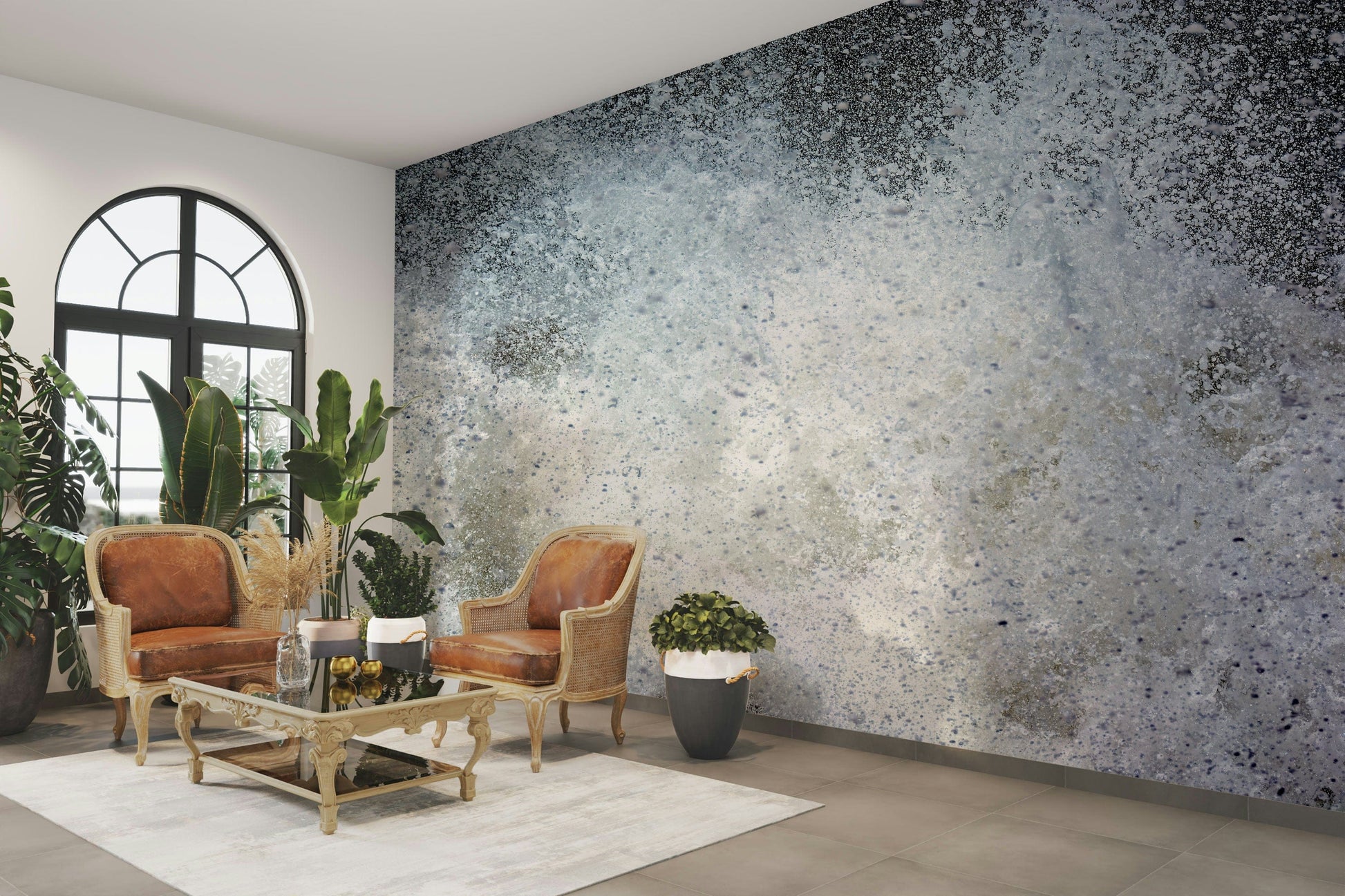 An artistic abstract explosion mural for home decor.

