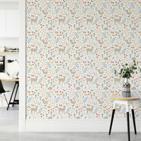 Soft pastel forest wallpaper for nursery

