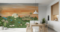 Indian Palace Horizon wall mural in dining room with palace hills