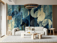 A contemplative gentle blue wallpaper mural for a feature wall.