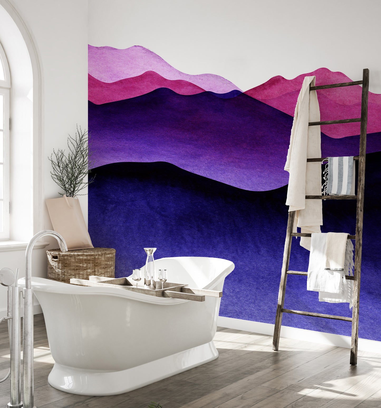indigo color shades mountain wallpaper mural