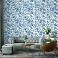 Underwater reef scene in bold blue wall art

