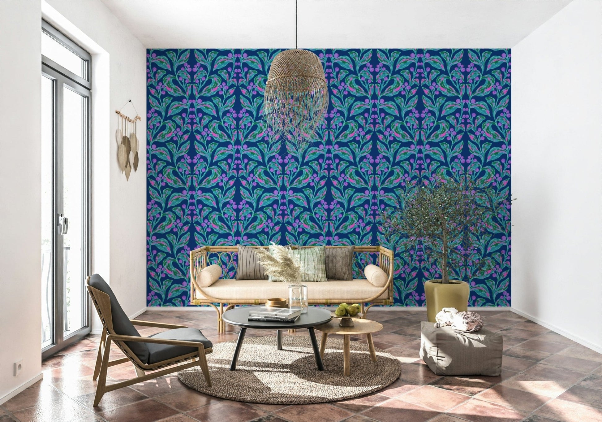 Indigo electric leaves Wallpaper⁠