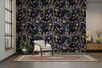 Golden Ornament Wallpaper on a living room wall

