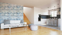 Hand-painted indigo stripe wallpaper for walls

