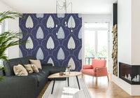 Abstract botanical repeat featured in Indigo Grove Botanical Echoes Wallpaper print.