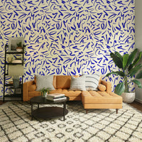 Blue marker on white wall mural

