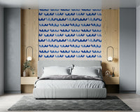 Indigo watercolor waves wallpaper featuring soft, flowing brushstroke waves.