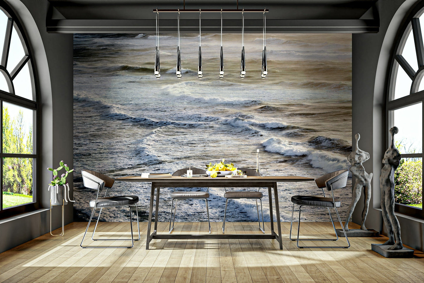 A high-quality serene ocean wall mural for walls.

