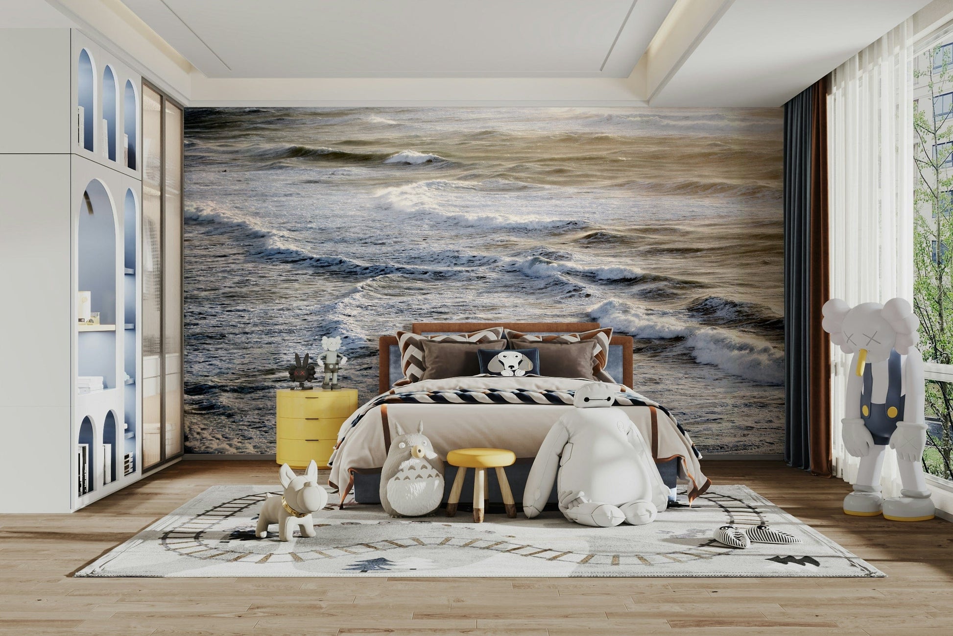 A beautiful panoramic sea wall mural for a living room.

