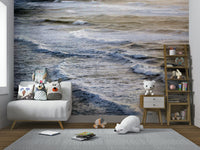 A serene endless sea wall mural for nautical decor.

