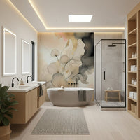 Monochrome ink floral mural combining modern elegance with hand-painted artistic expression.