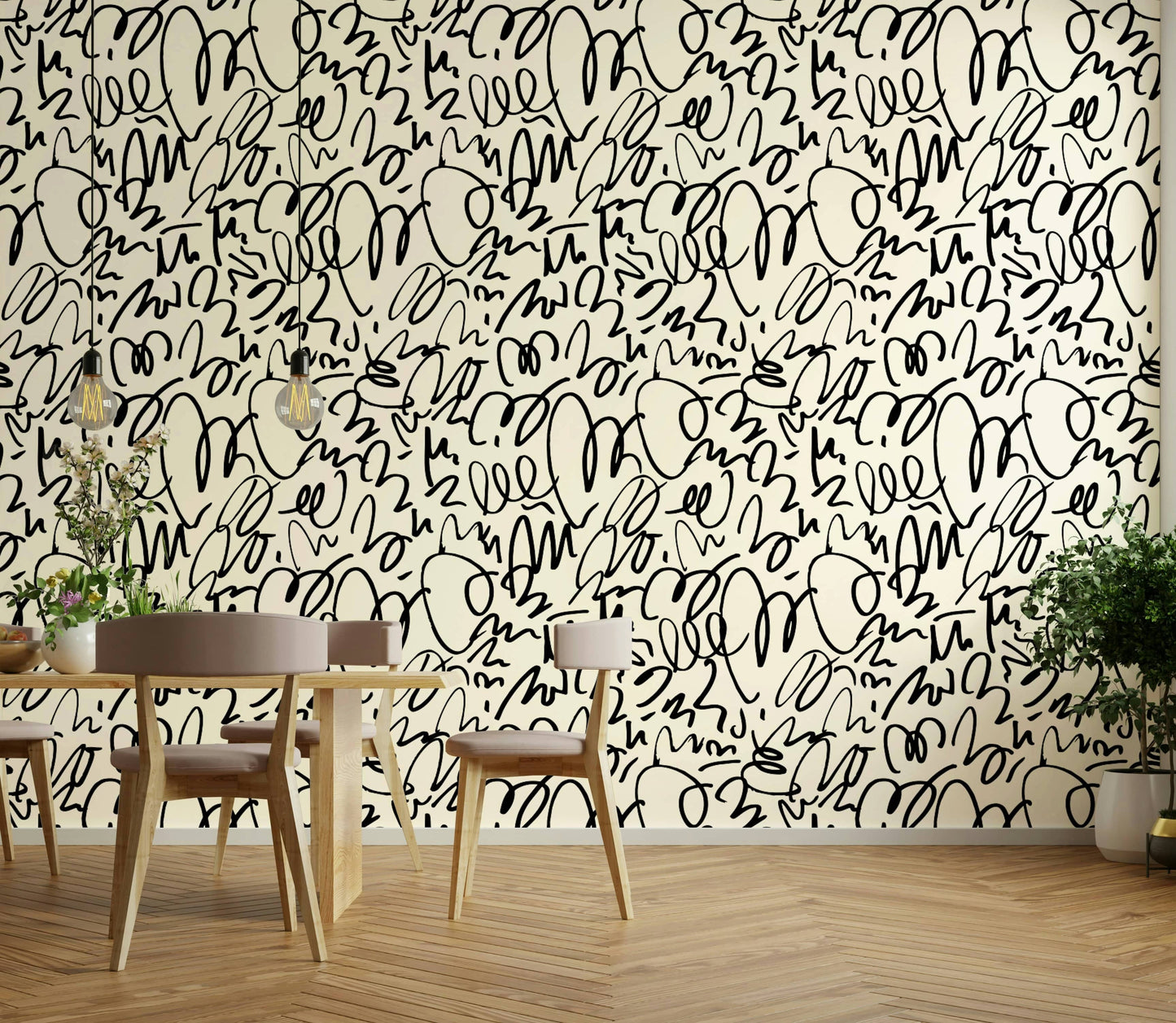 Creative hand-drawn swirl wallpaper.
