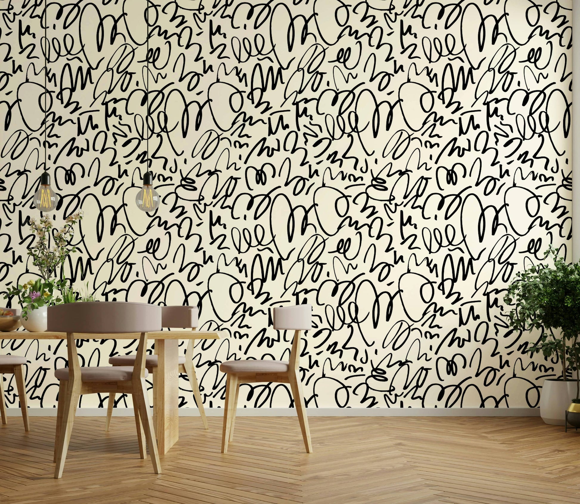 Creative hand-drawn swirl wallpaper.
