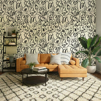 Cream background squiggle wallpaper.
