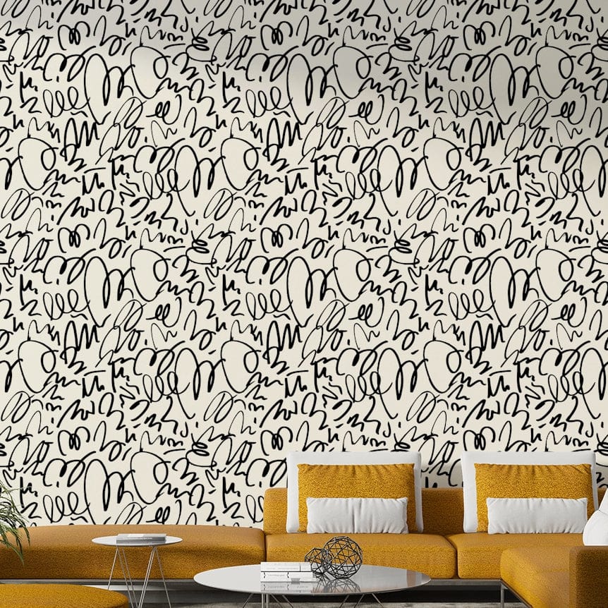 Bold pencil pattern wallpaper.
