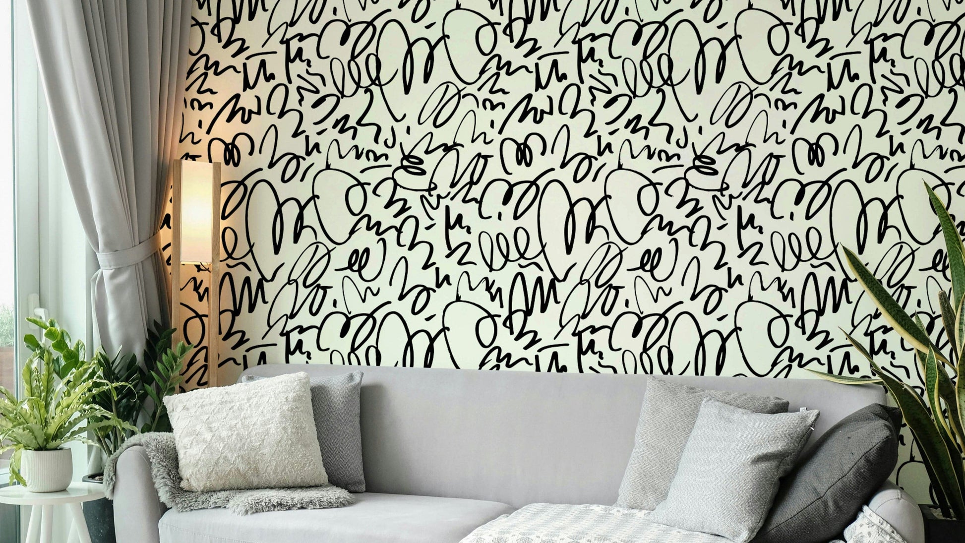 Minimalist monochrome doodle wallpaper.
