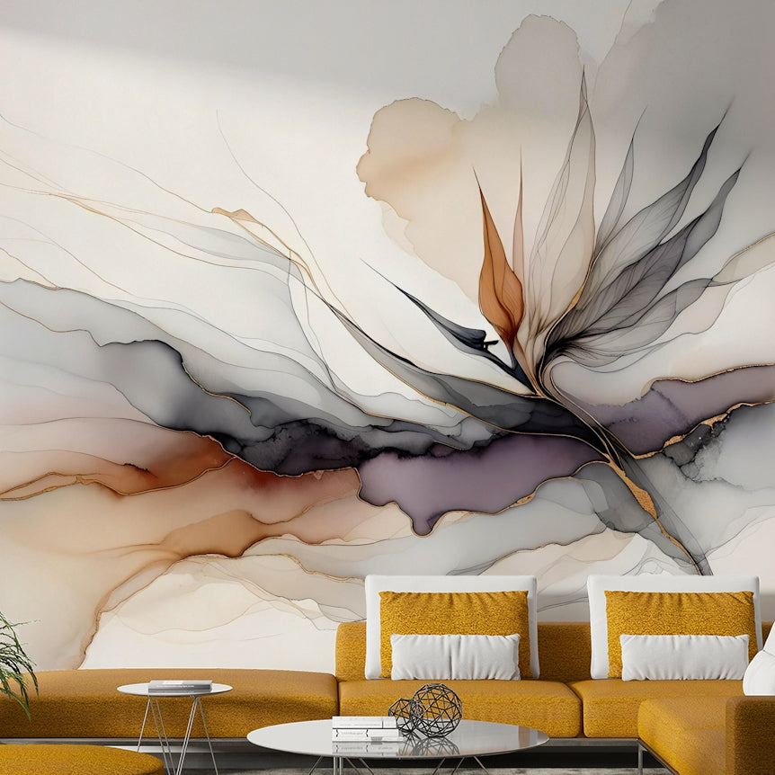 Dark tropical pattern for a professional apartment home office with a sleek desk.
