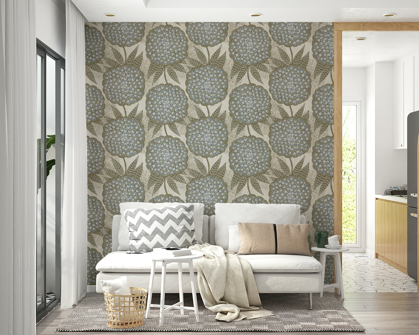 Soft golden marigold flowers pattern for a cozy atmosphere

