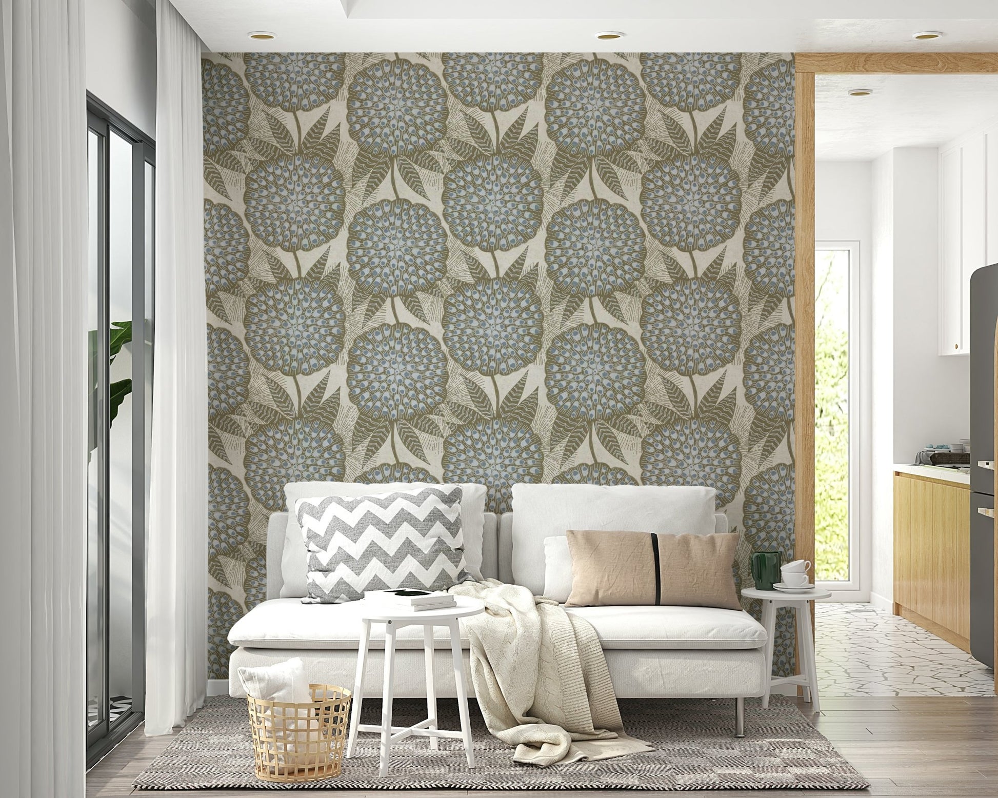 Soft golden marigold flowers pattern for a cozy atmosphere

