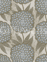 Floral marigold wallpaper in warm tones of amber and gold

